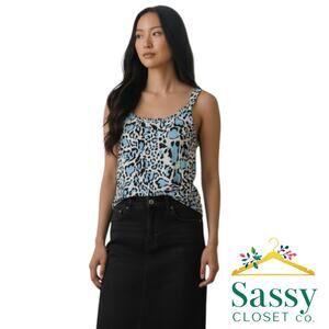 Urban Renewal Cop Tank Top Leopard Print White Blue Black L NWT